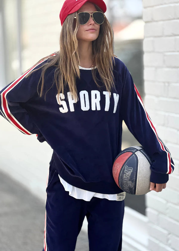 Hammill & Co - Sporty Velour Sweat - Navy