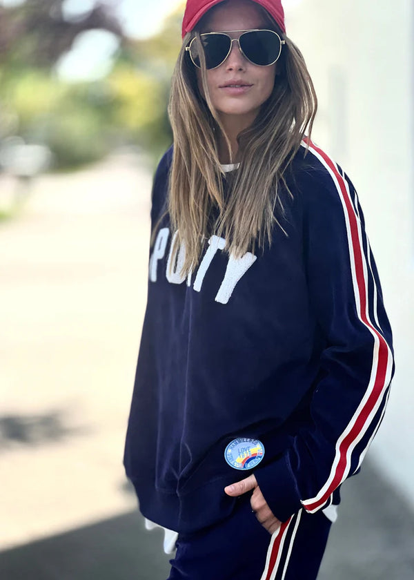 Hammill & Co - Sporty Velour Sweat - Navy