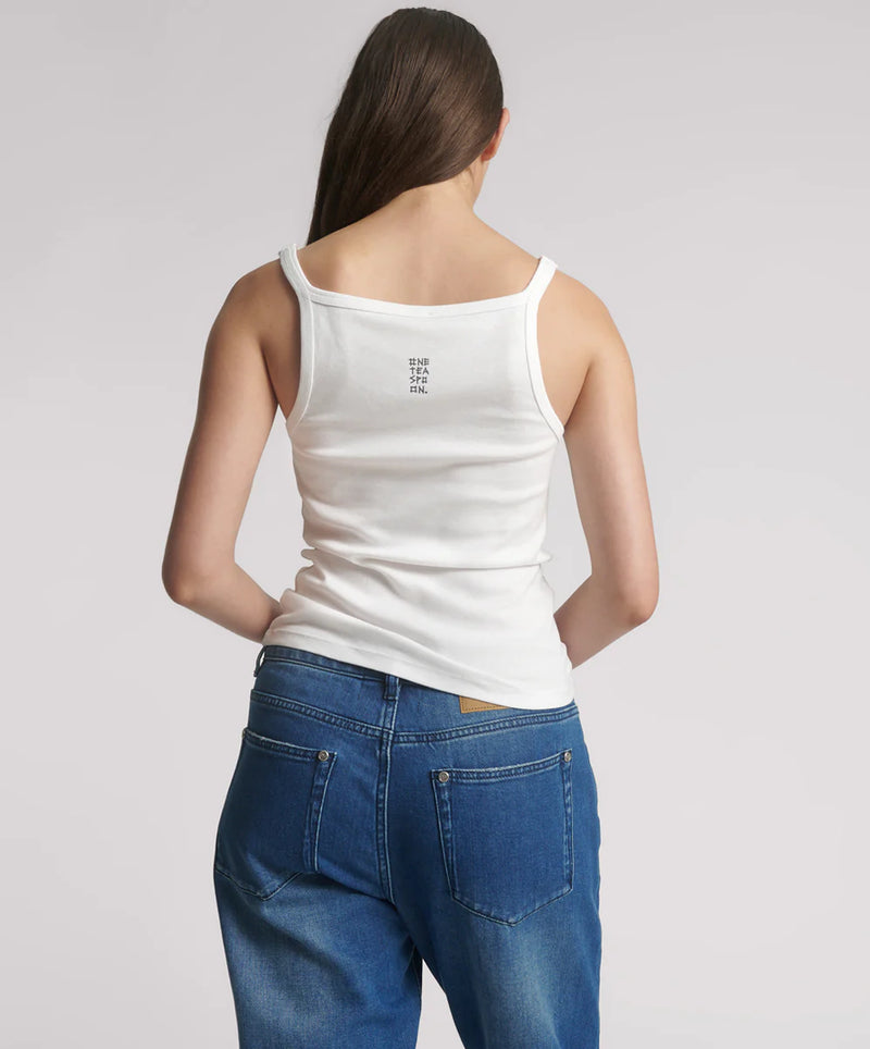 One Teaspoon - Fine Ribbed Singlet - White