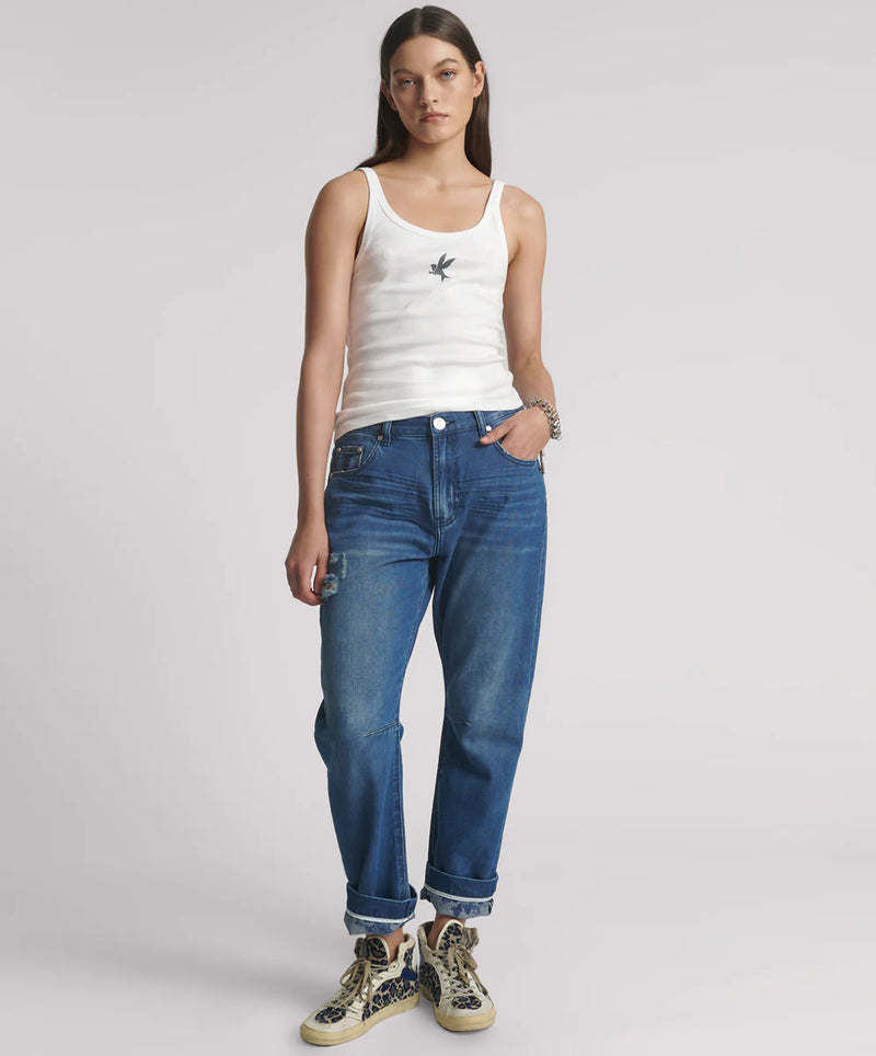 One Teaspoon - Fine Ribbed Singlet - White