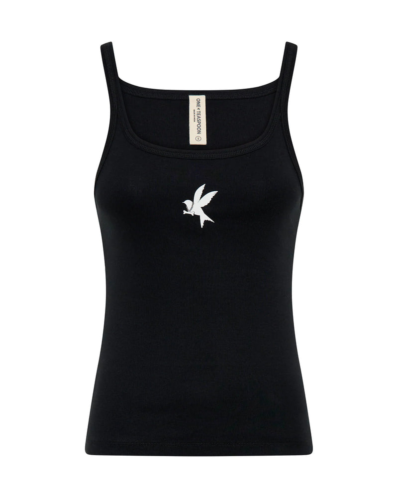 One Teaspoon - Fine Ribbed Singlet - Black