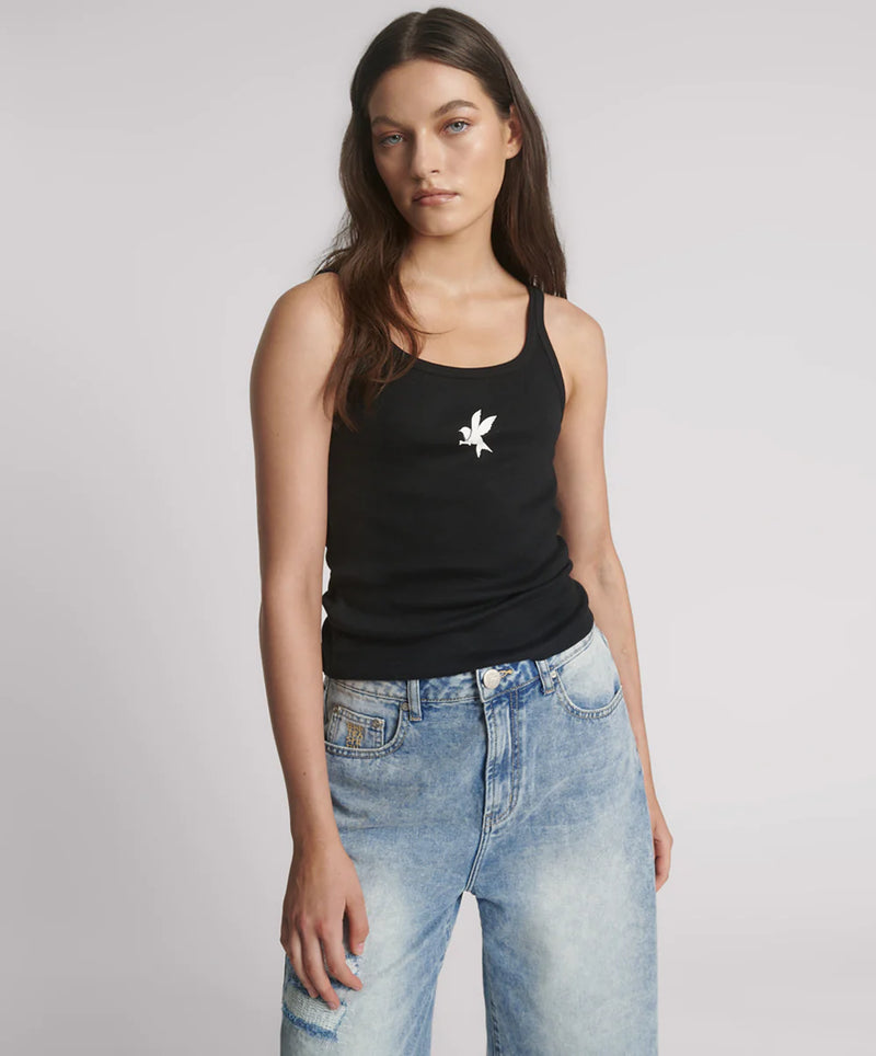 One Teaspoon - Fine Ribbed Singlet - Black