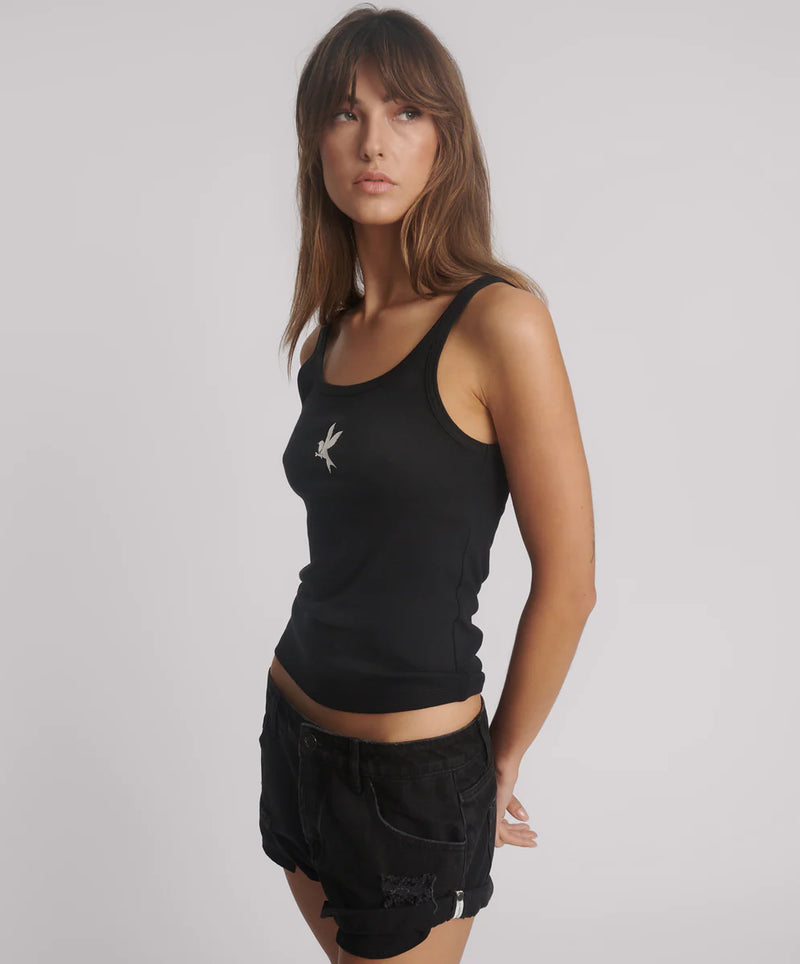 One Teaspoon - Fine Ribbed Singlet - Black