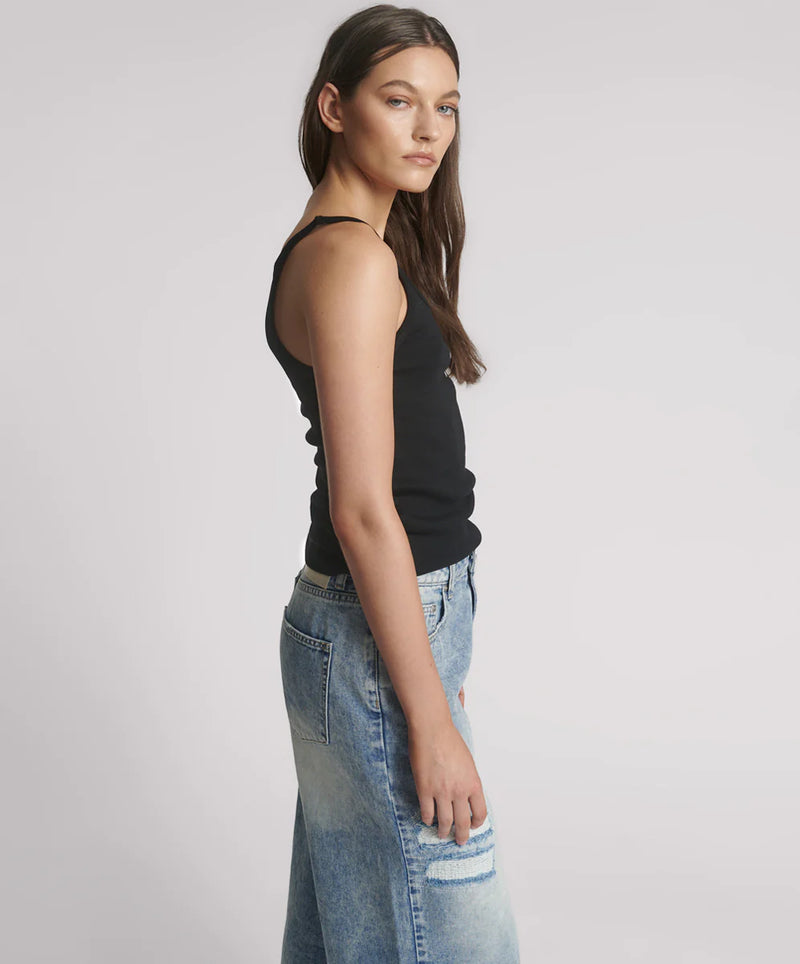 One Teaspoon - Fine Ribbed Singlet - Black