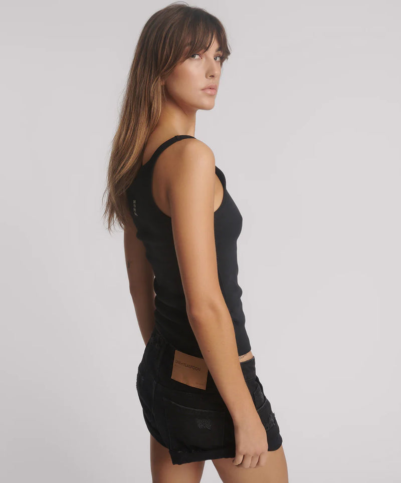 One Teaspoon - Fine Ribbed Singlet - Black