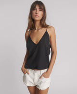 One Teaspoon - Deep V Front Singlet - Black