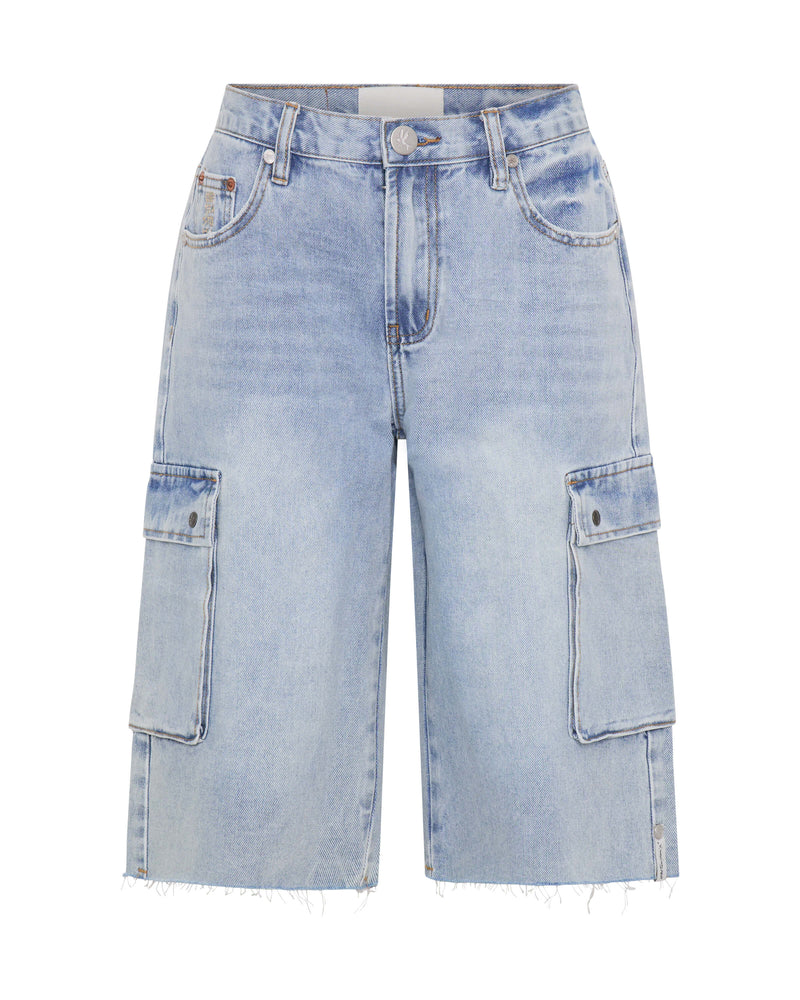 One Teaspoon - Skater Girl Low Wast Long Leg Shorts - Soft Blue