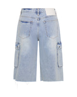 One Teaspoon - Skater Girl Low Wast Long Leg Shorts - Soft Blue
