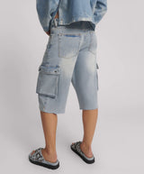 One Teaspoon - Skater Girl Low Wast Long Leg Shorts - Soft Blue