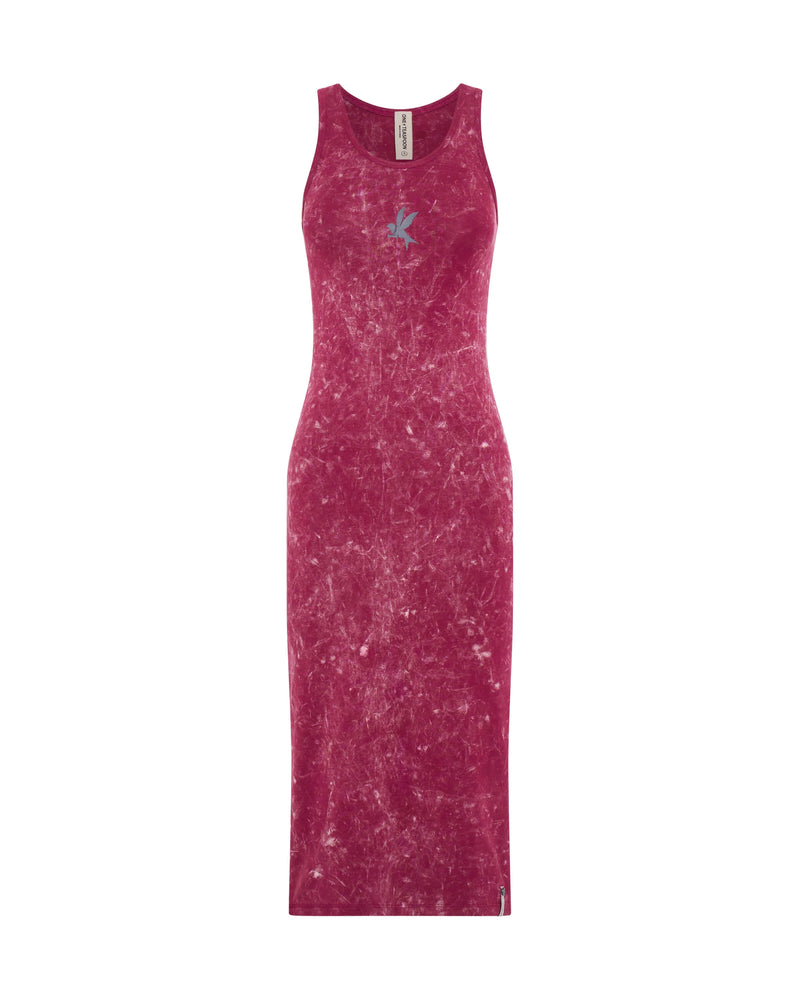 One Teaspoon - Ribbed Singlet Acid Wash Midi Dress - Burnt Red