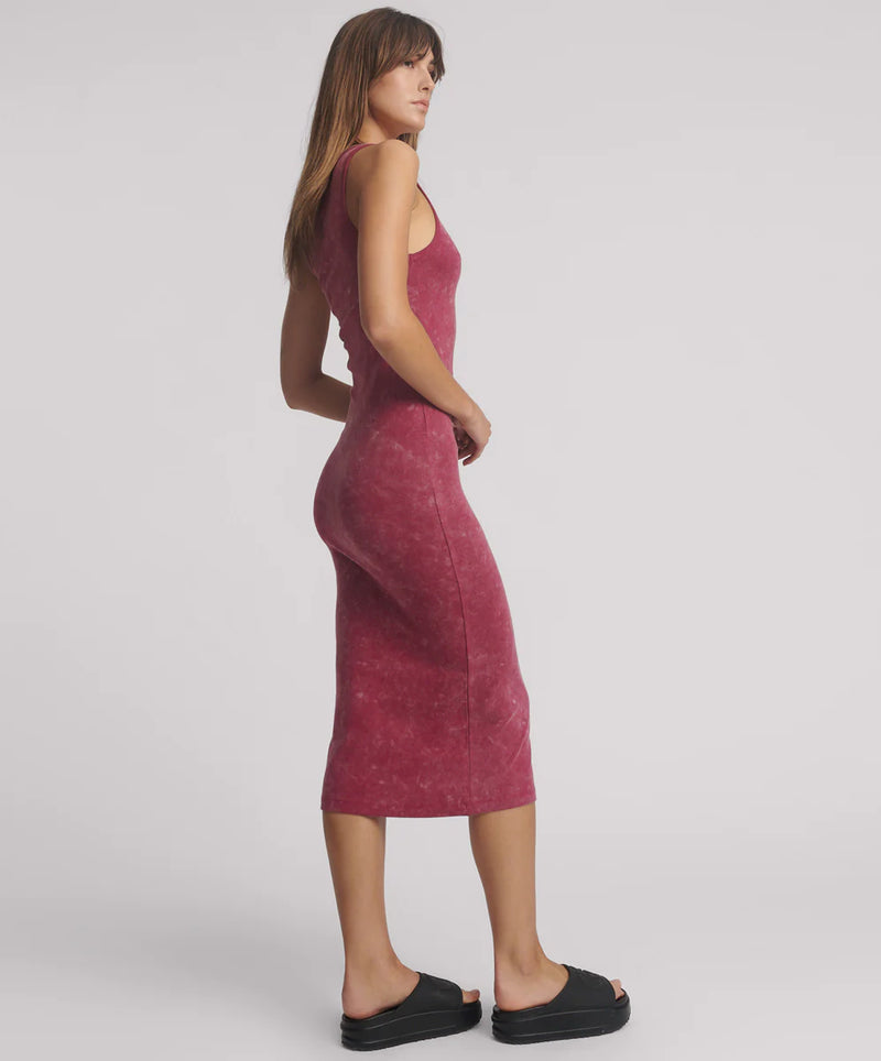 One Teaspoon - Ribbed Singlet Acid Wash Midi Dress - Burnt Red