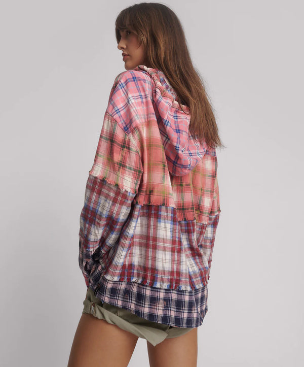 One Teaspoon - Flannel Acid Wash Hooded Shirt - Multi