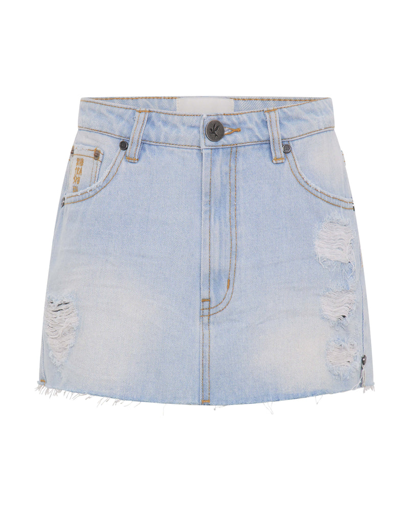 One Teaspoon - Sloane Low Waist Denim Mini Skirt - Cyber Blue