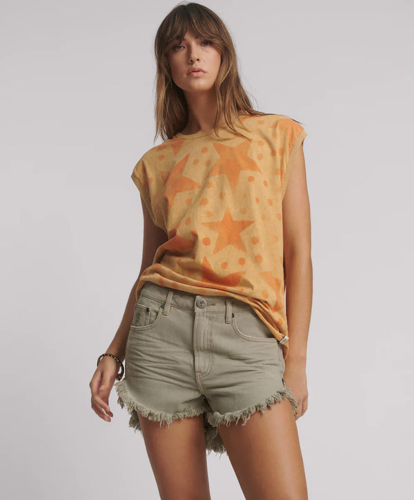 One Teaspoon - Polka Star Hand Sprayed Howdy Unisex Tank Top - Ochre