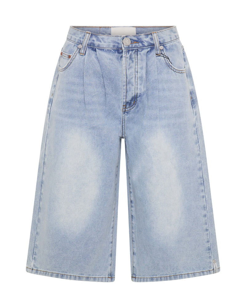One Teaspoon - Beastie Low Waist Wide Leg Denim Shorts - Soft Blue