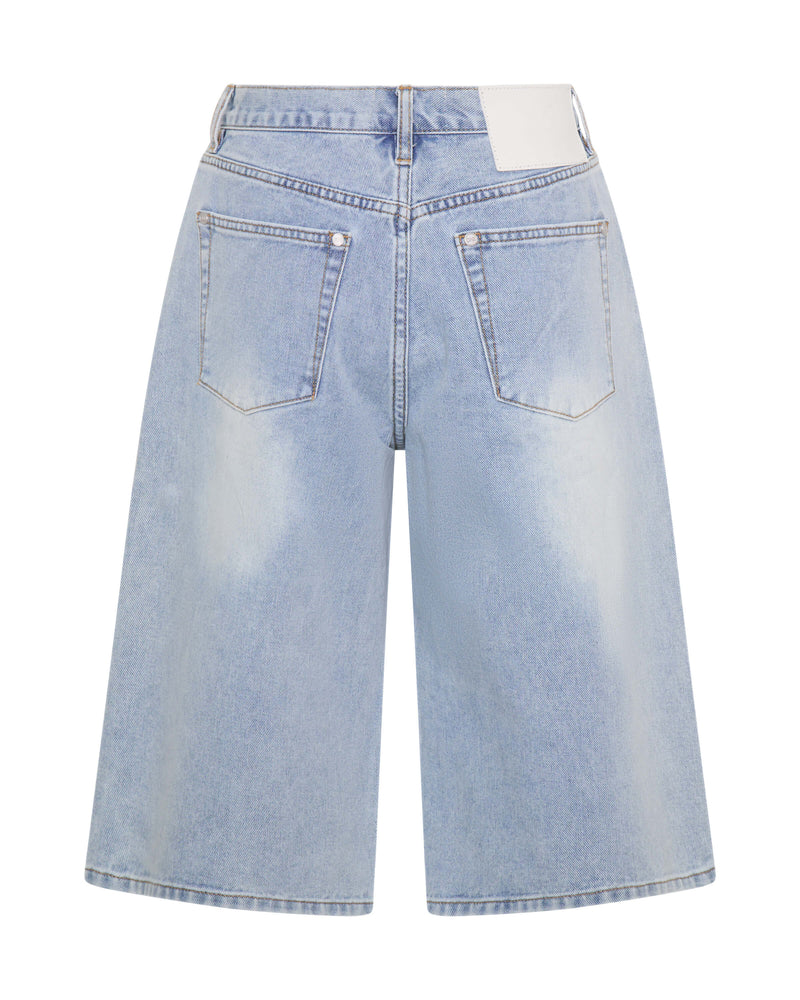 One Teaspoon - Beastie Low Waist Wide Leg Denim Shorts - Soft Blue