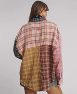 One Teaspoon - Panelled Check Oversized Cotton Shirt - Multi