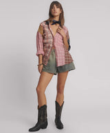 One Teaspoon - Panelled Check Oversized Cotton Shirt - Multi