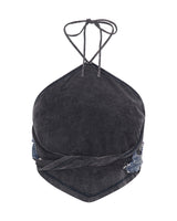 One Teaspoon - Applique Star Halter Crop Top - Washed Black