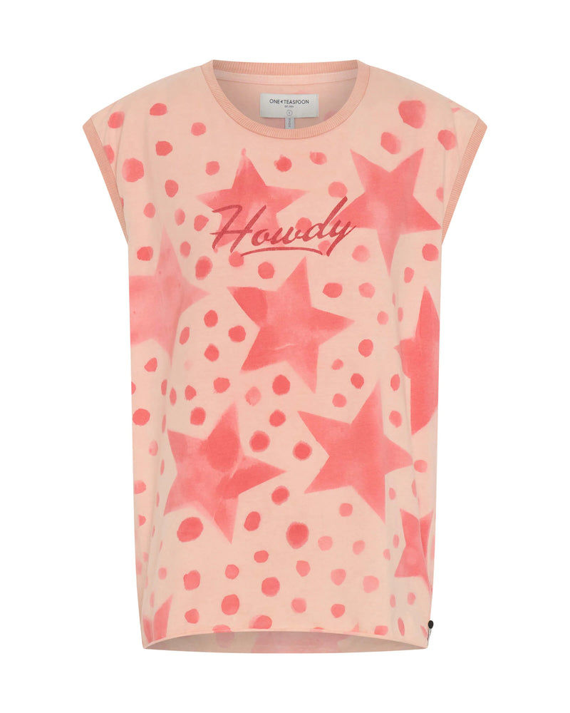 One Teaspoon - Polka Star Hand Sprayed Howdy Unisex Tank Top - Peach