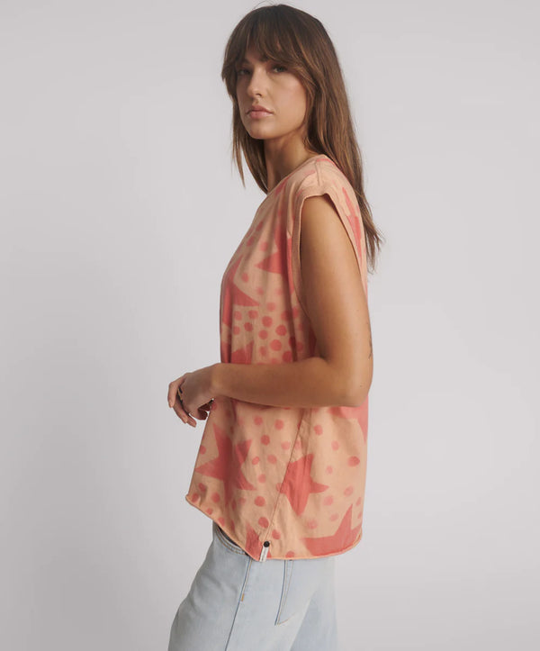 One Teaspoon - Polka Star Hand Sprayed Howdy Unisex Tank Top - Peach