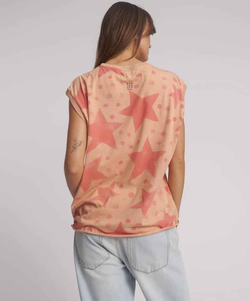 One Teaspoon - Polka Star Hand Sprayed Howdy Unisex Tank Top - Peach