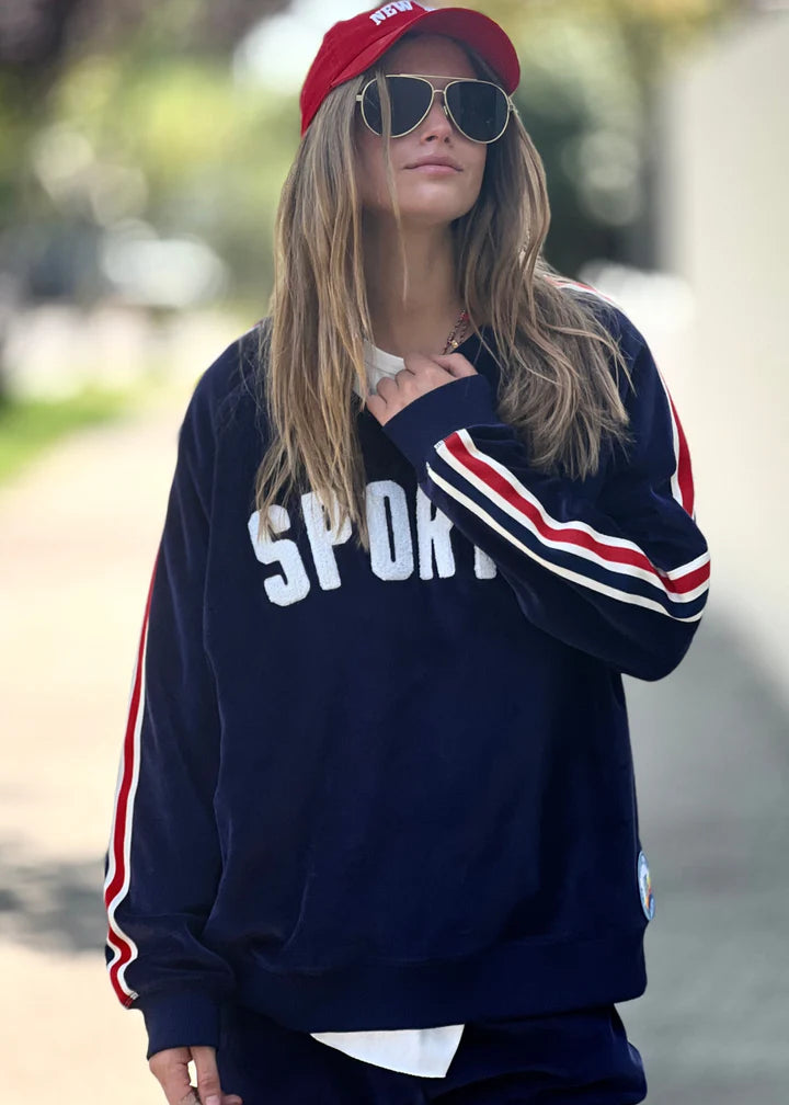Hammill & Co - Sporty Velour Sweat - Navy