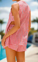 By Frankie Red Gingham two piece set