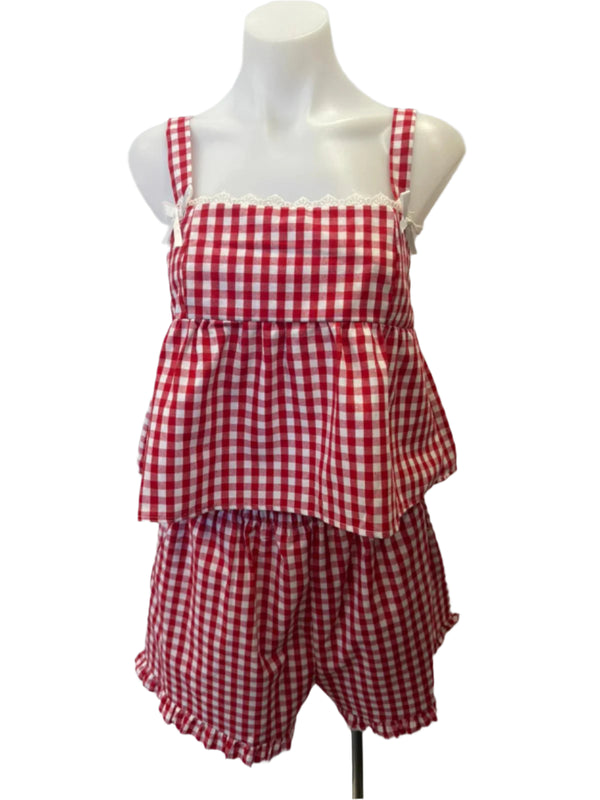 By Frankie Red and White Gingham two piece set