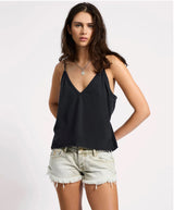 One Teaspoon - Deep V Front Singlet - Black