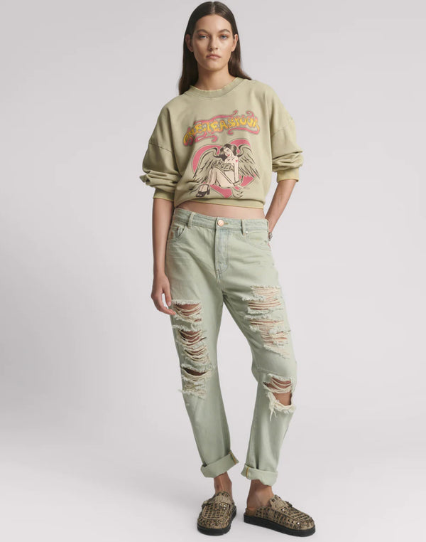 Saints Low Waist Boyfriend Denim Jeans - Sundae