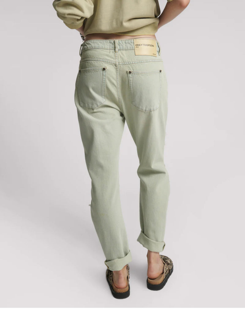 Saints Low Waist Boyfriend Denim Jeans - Sundae