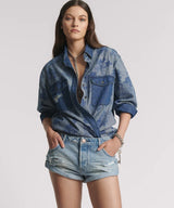 Bandits Low Waist Messed Up Denim Shorts - Salty Dog Blue