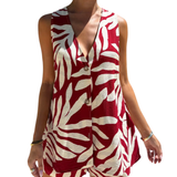 By Frankie - Itzel Red Palm Vest Set