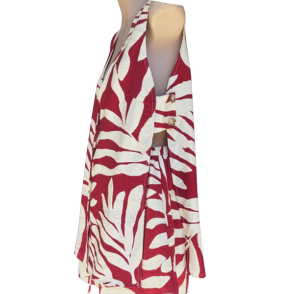 By Frankie - Itzel Red Palm Vest Set