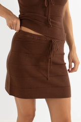 Rhythm Maggie Knit Mini Skirt Chocolate