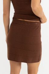 Rhythm Maggie Knit Mini Skirt Chocolate