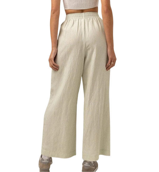 Rhythm| Maisy Check Wide Leg Pant - Sage