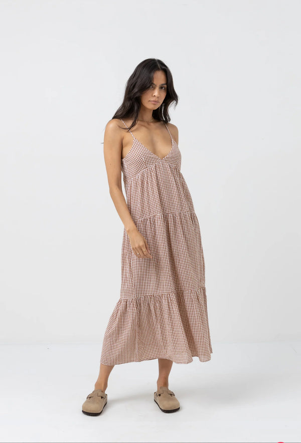 Rhythm Lola Check Tiered Midi Dress