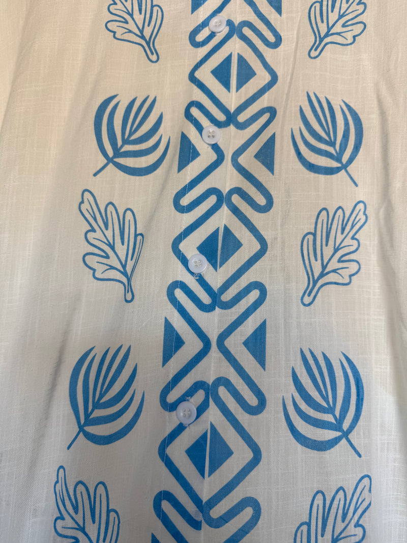 Reverse clothing Blue & White palm button up set