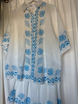 Reverse clothing Blue & White palm button up set