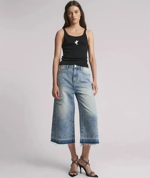 One Teaspoon 720’s Mid Waist Long Length Short in Sunset Blue