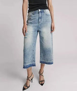 One Teaspoon 720’s Mid Waist Long Length Short in Sunset Blue