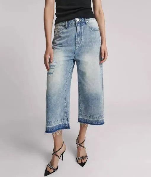 One Teaspoon 720’s Mid Waist Long Length Short in Sunset Blue