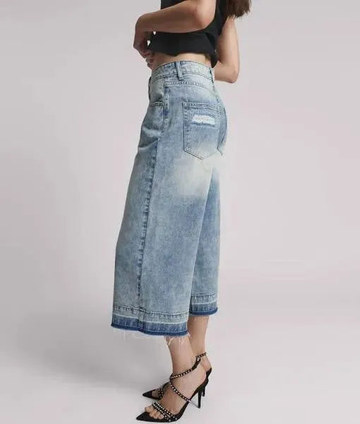 One Teaspoon 720’s Mid Waist Long Length Short in Sunset Blue
