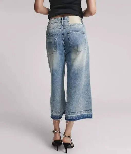 One Teaspoon 720’s Mid Waist Long Length Short in Sunset Blue