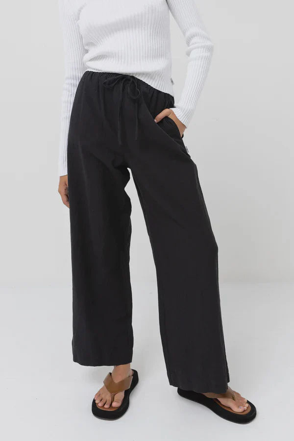 Rhythm| Classic Drawstring Pants- Black