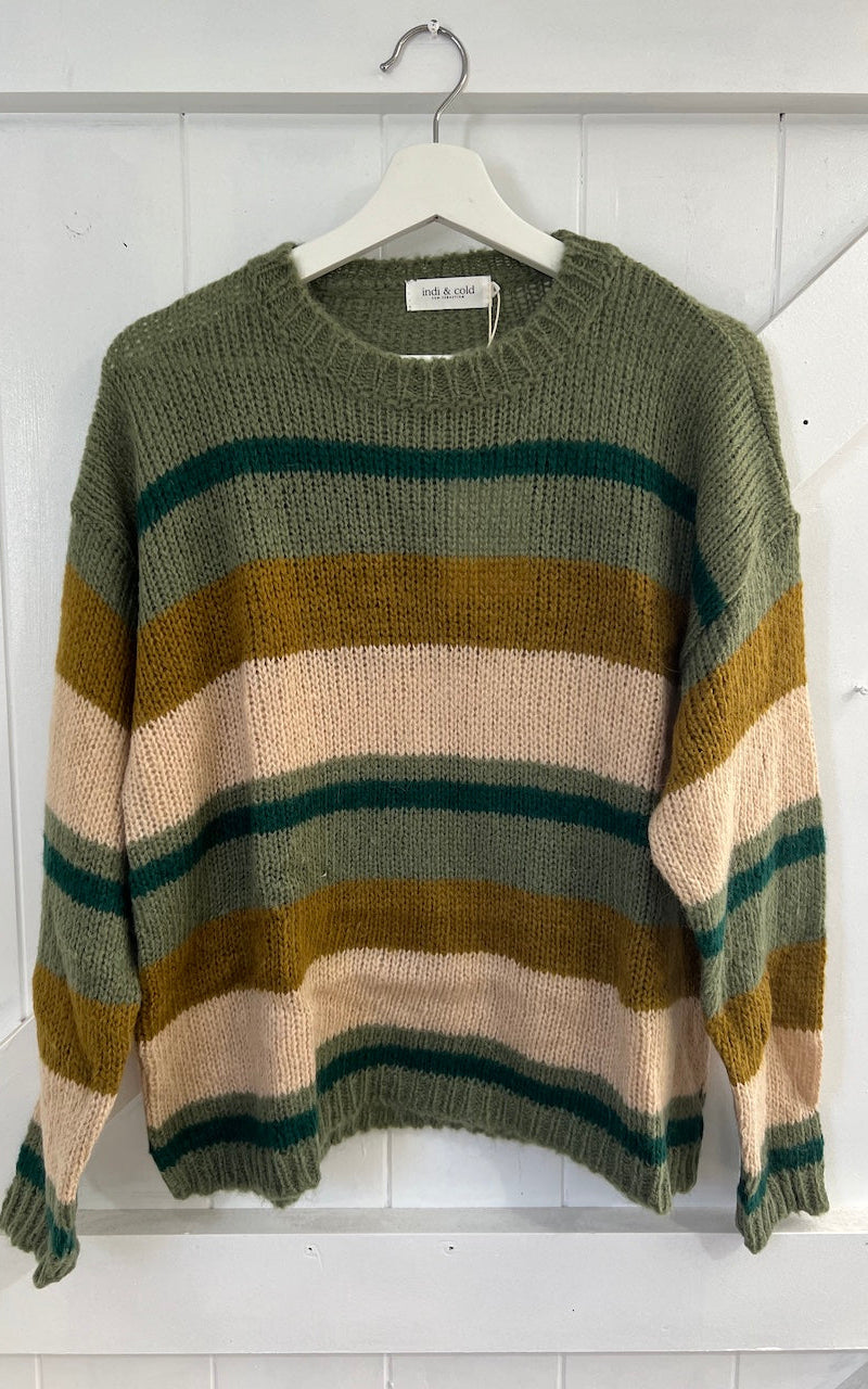 Indi & Cold Green Striped Knit