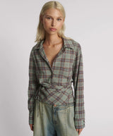 One Teaspoon - Get Checked Wrap Shirt - Sage