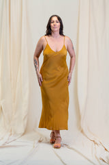 Otomo Linen Silk Slip Maxi Rust